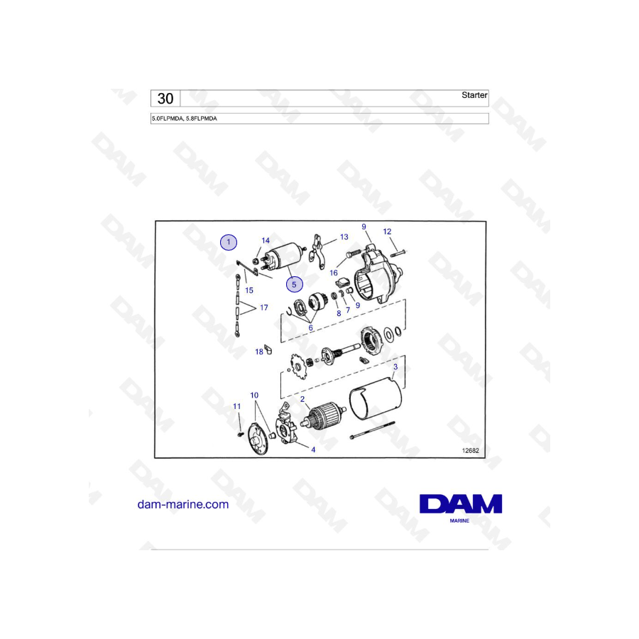 Volvo Penta 5.8L FL - 5.0 FL - Motor de arranque