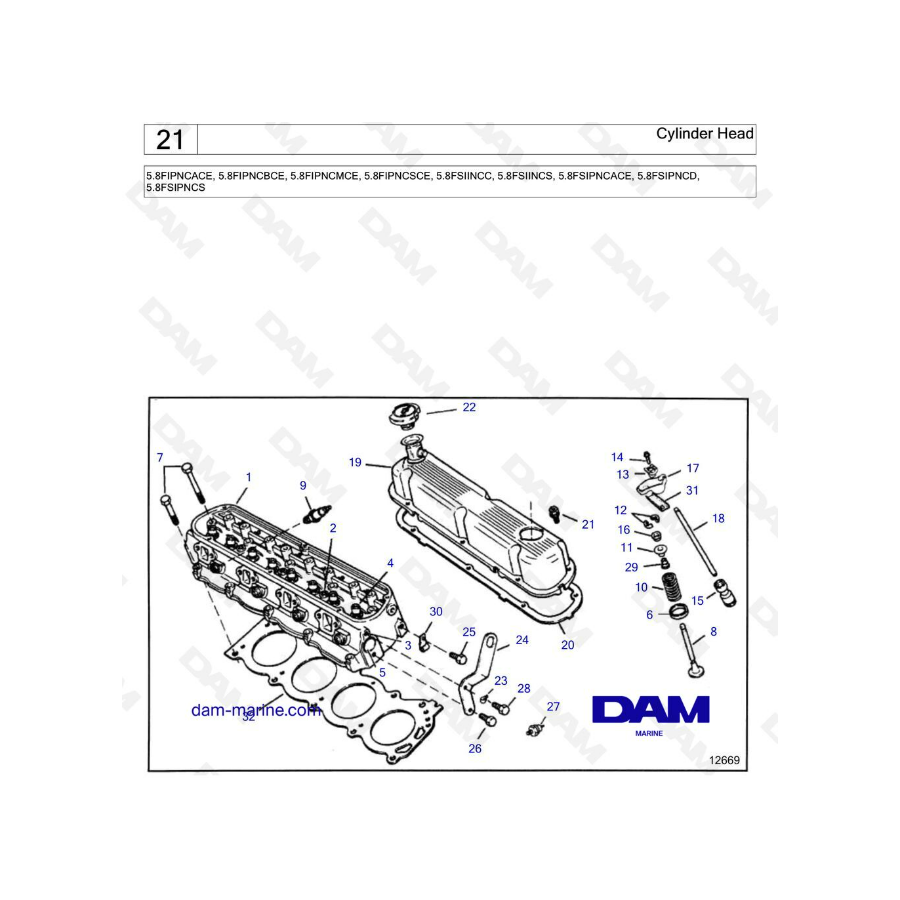  Volvo Penta 5.8L FI - Culata