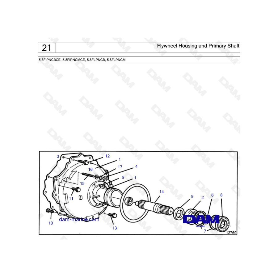  Volvo Penta 5.8L FI - Caja del volante y eje primario