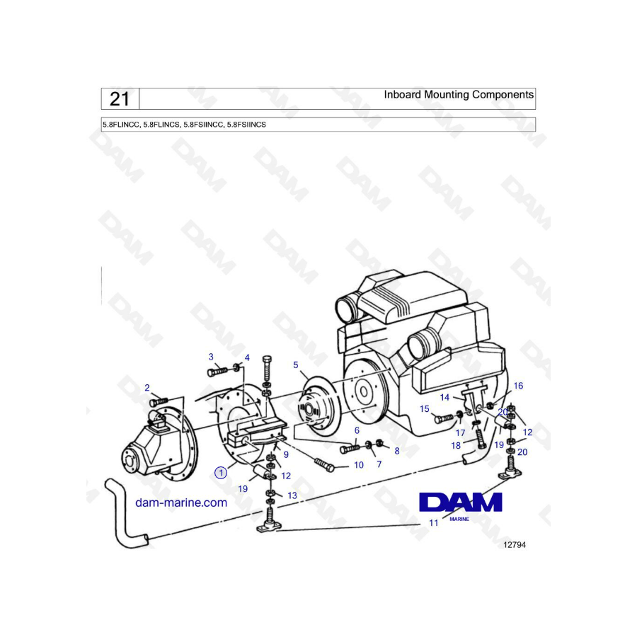  Volvo Penta 5.8L FI - Componentes de montaje intraborda