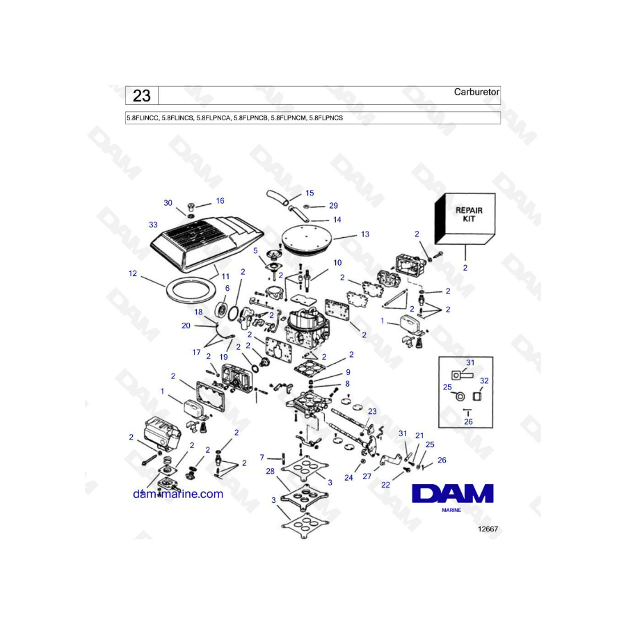  Volvo Penta 5.8L FI - Carburador