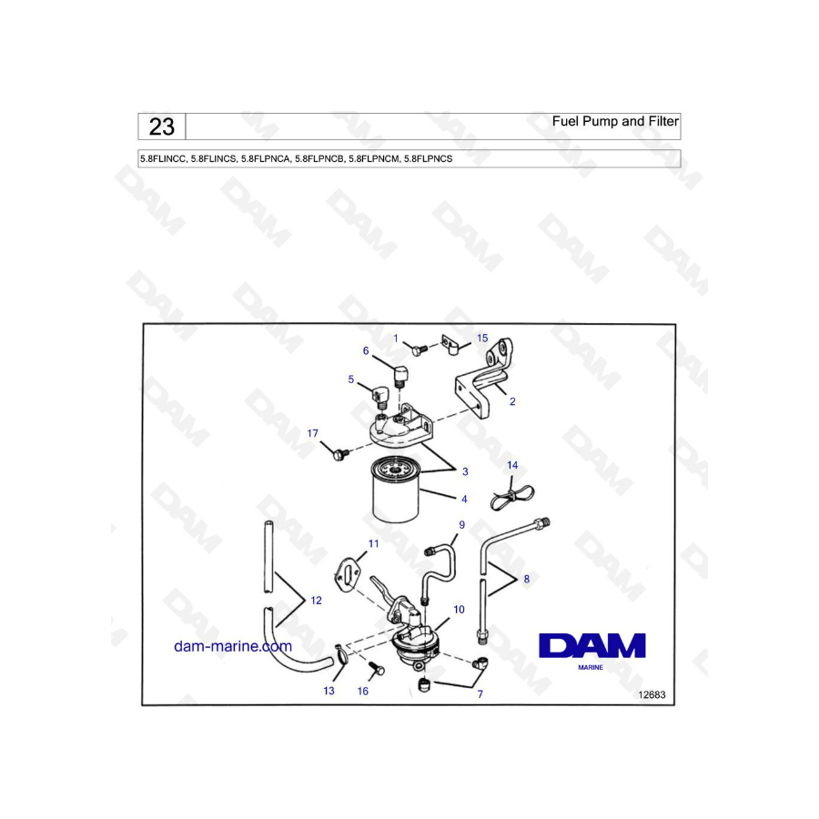  Volvo Penta 5.8L FI - Bomba y filtro de combustible