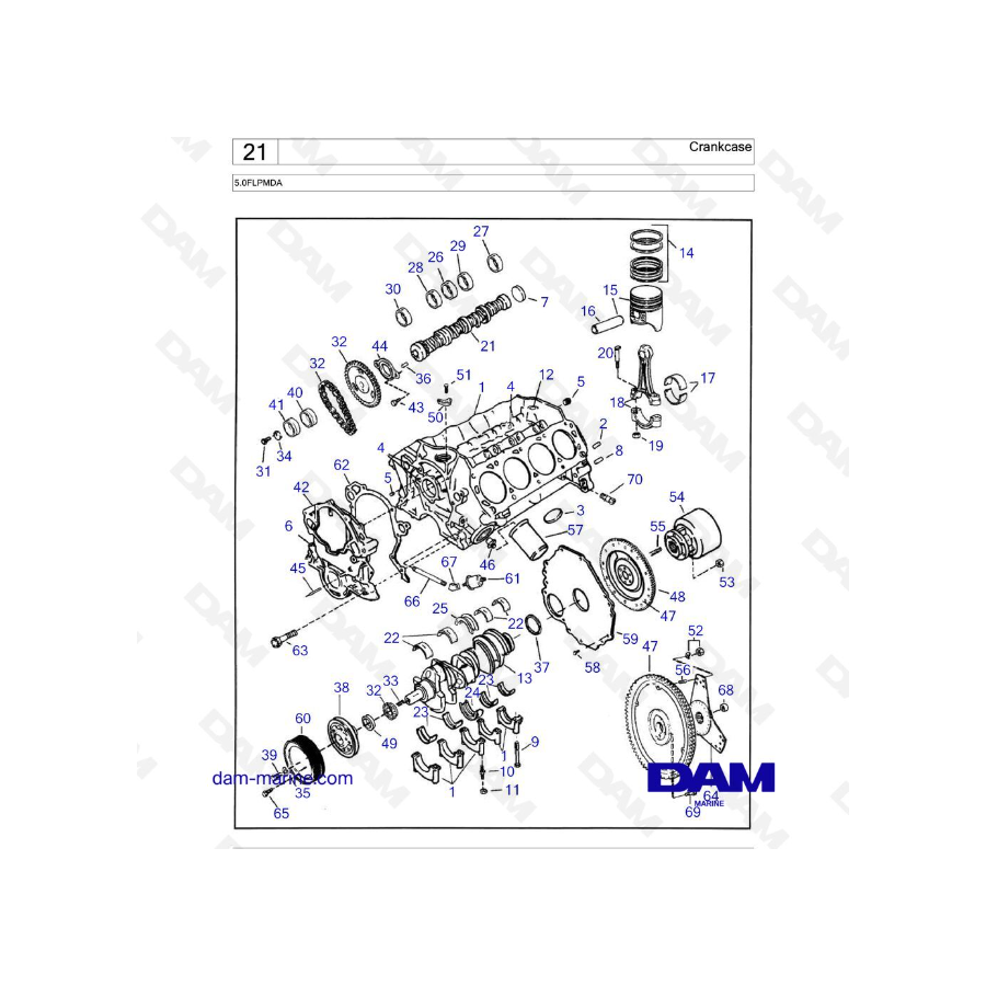 Volvo Penta 5.0L FL - Crankcase