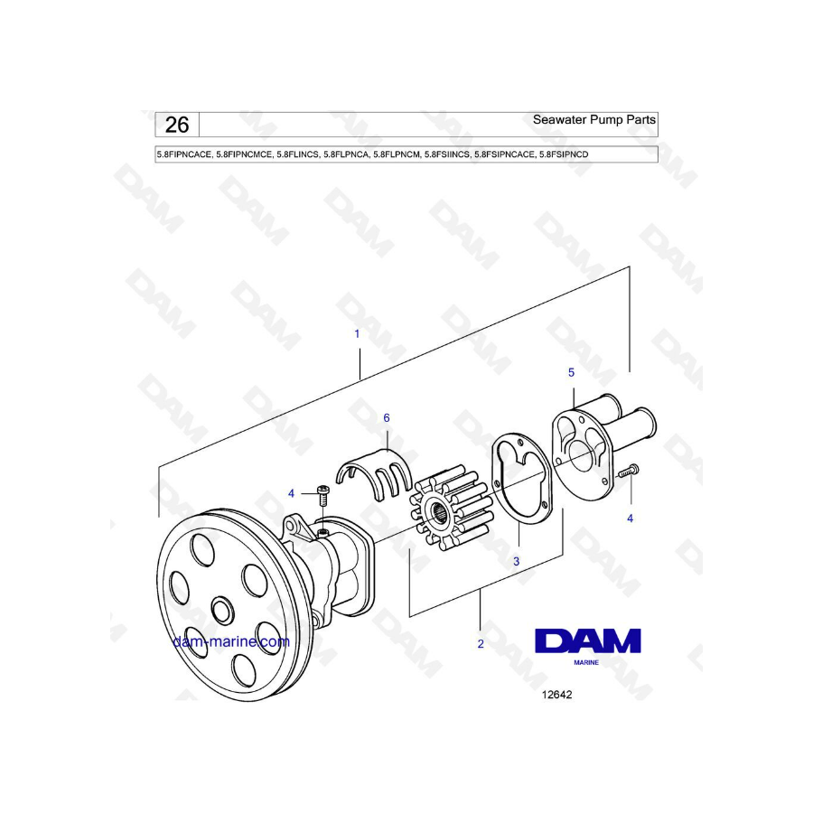  Volvo Penta 5.8L FI - Piezas para bomba de agua de mar