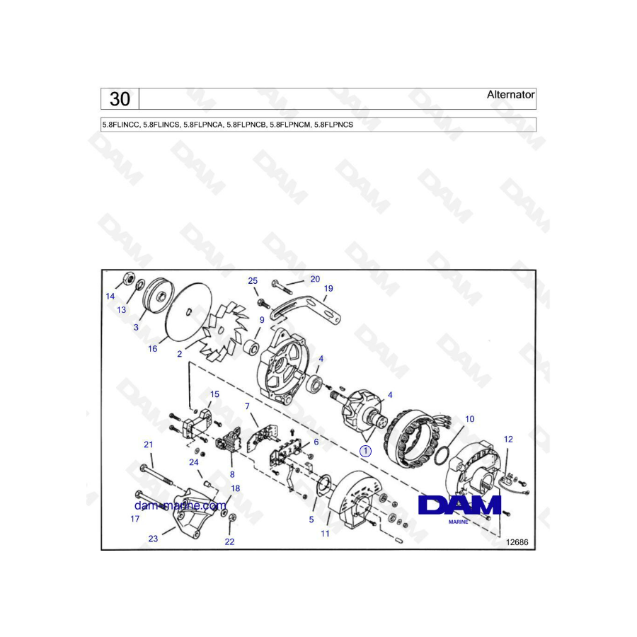  Volvo Penta 5.8L FI - Alternador