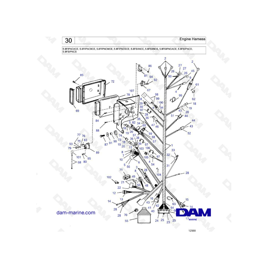  Volvo Penta 5.8L FI - Arnés de motor