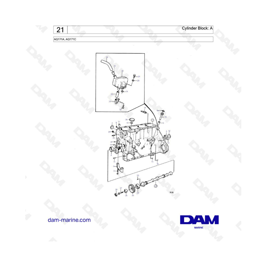 Volvo Penta AQ171 - Bloque de cilindros