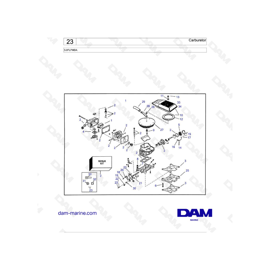 Volvo Penta 5.0L FL - Carburador