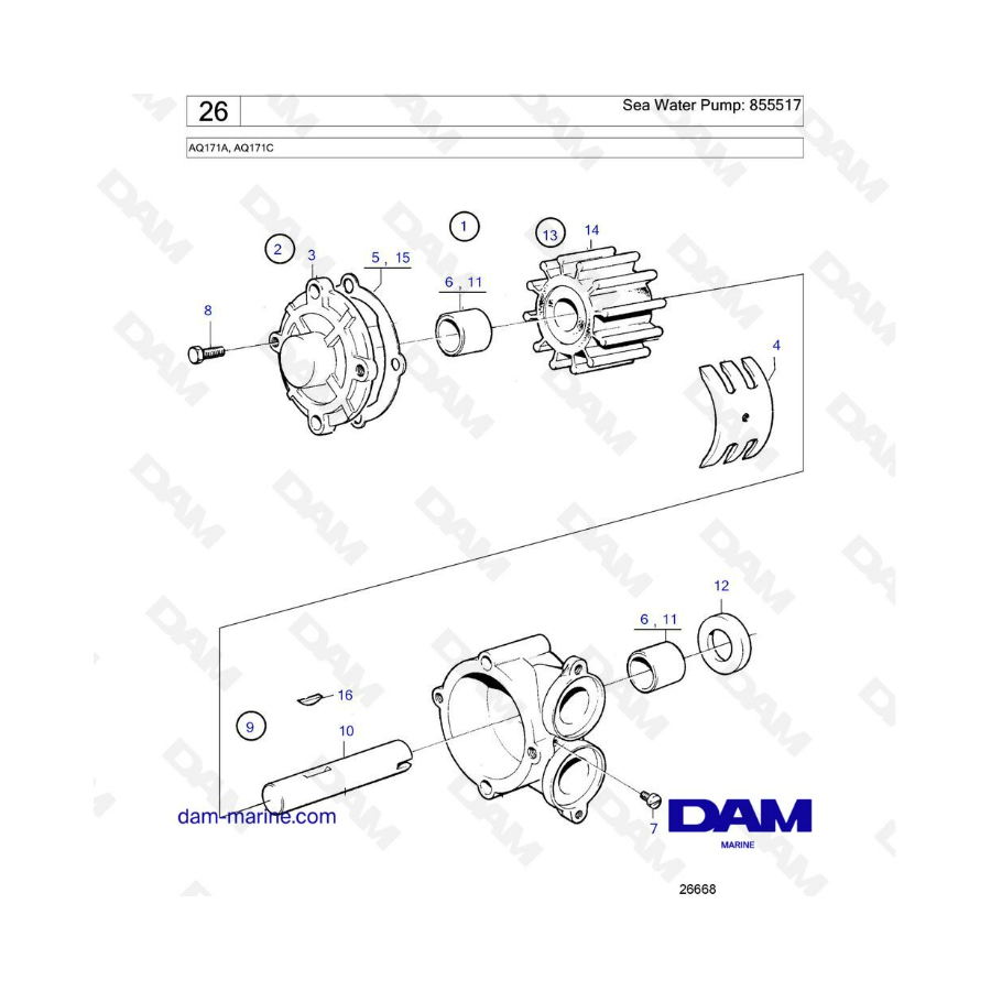 Volvo Penta AQ171 - Sea water pump