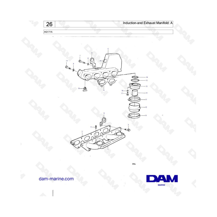 Volvo Penta AQ171 - Induction & Exhaust manifold