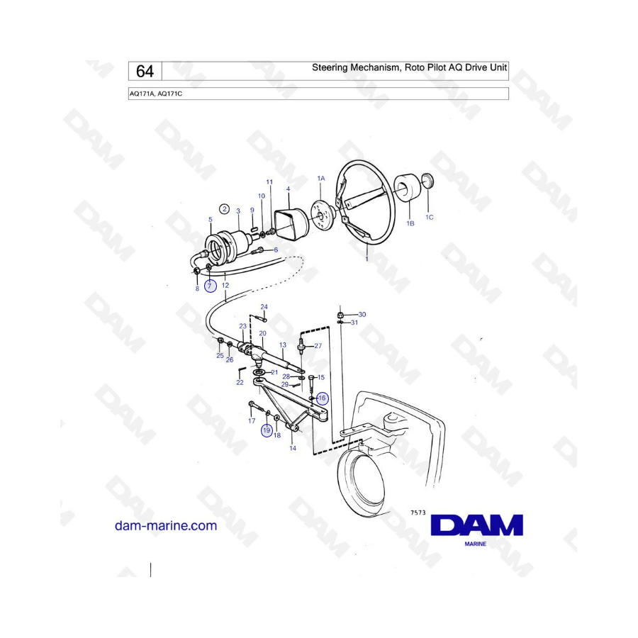 Volvo Penta AQ171 - Steering mechanism