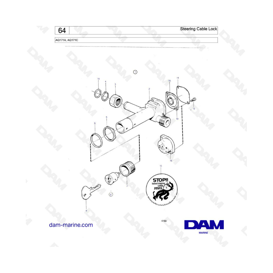 Volvo Penta AQ171 - Steering cable lock