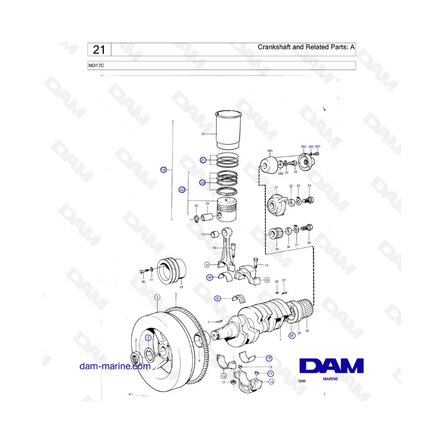 Volvo Penta MD17 - Cigüeñal y piezas relacionadas