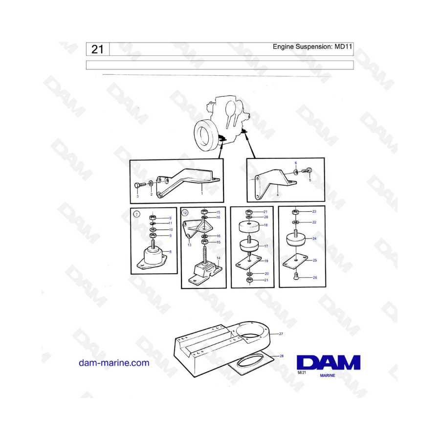 Volvo Penta MD11 - Engine suspension