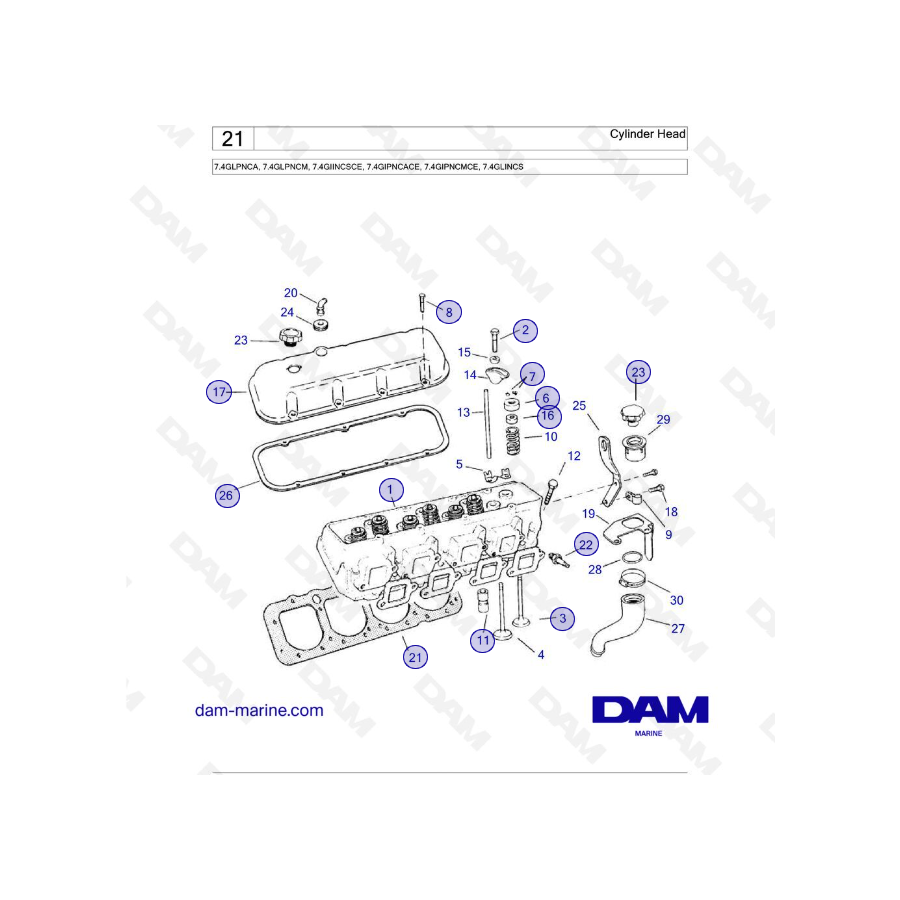 Volvo Penta 7.4L GL - Cylinder Head