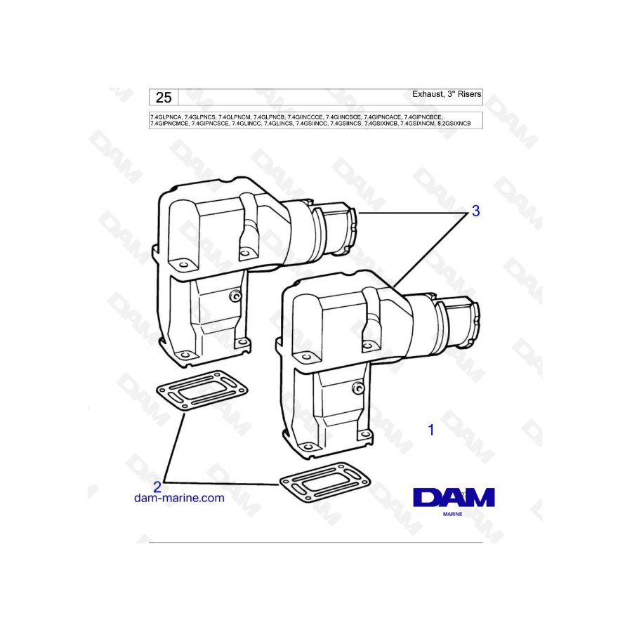 Volvo Penta 7.4L GL - Escape, elevadores de 3"