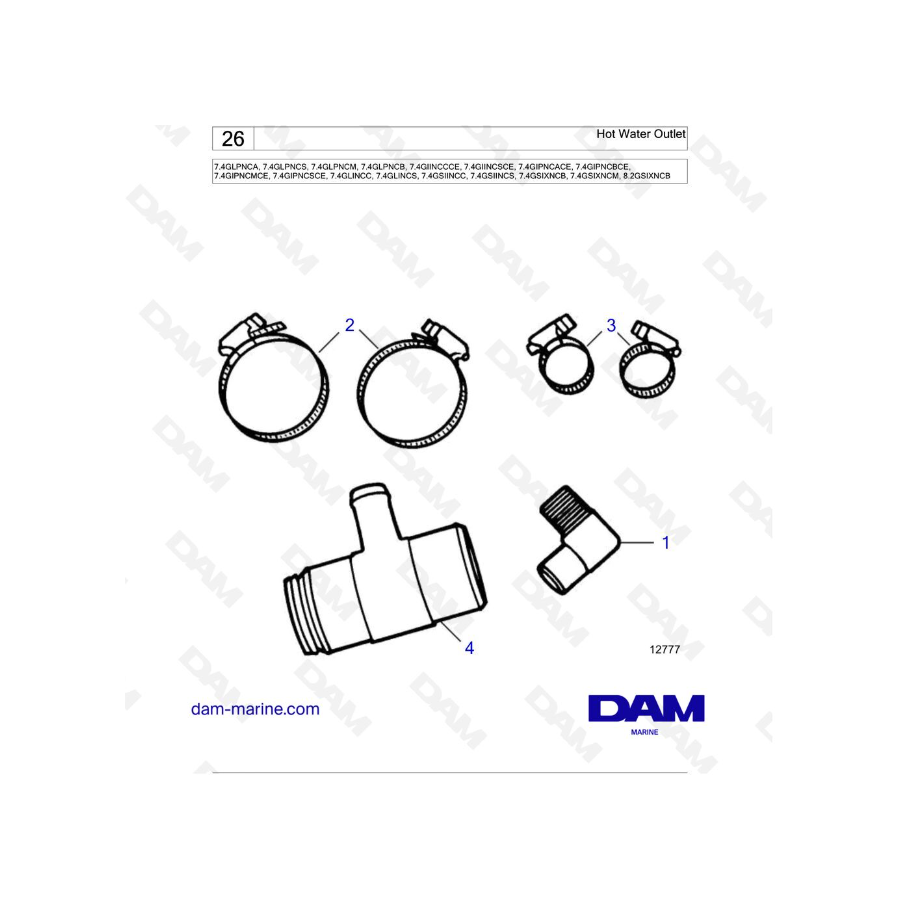 Volvo Penta 7.4L GL - Hot Water Outlet