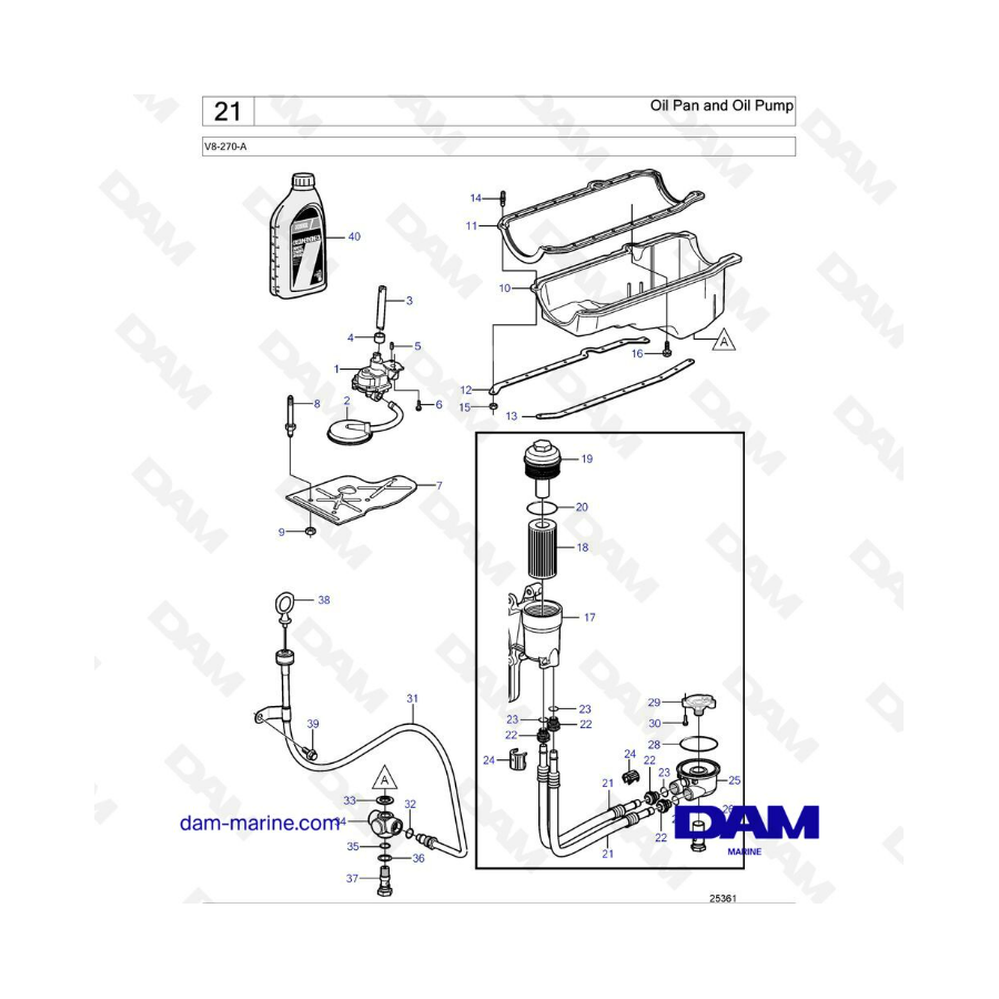 Volvo Penta V8-270 - Oil pan & oil pump