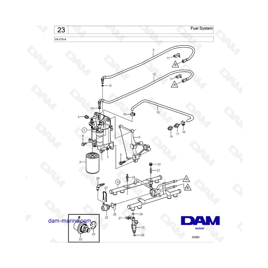 Volvo Penta V8-270 - Fuel system