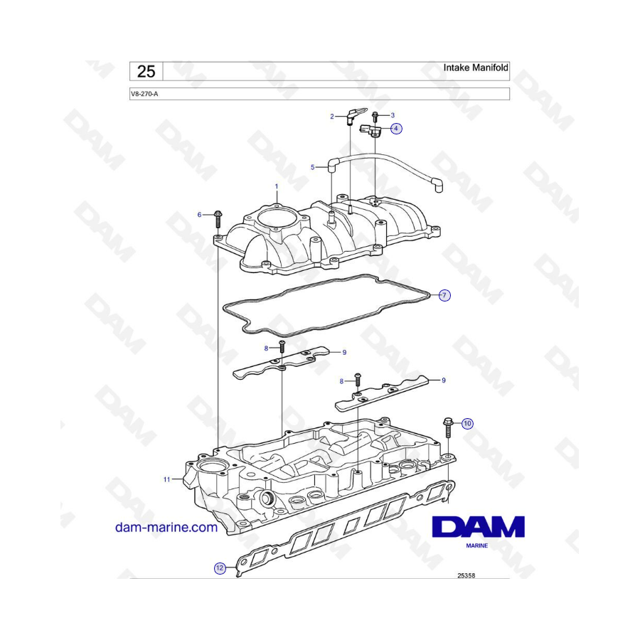 Volvo Penta V8-270 - Colector de admisión