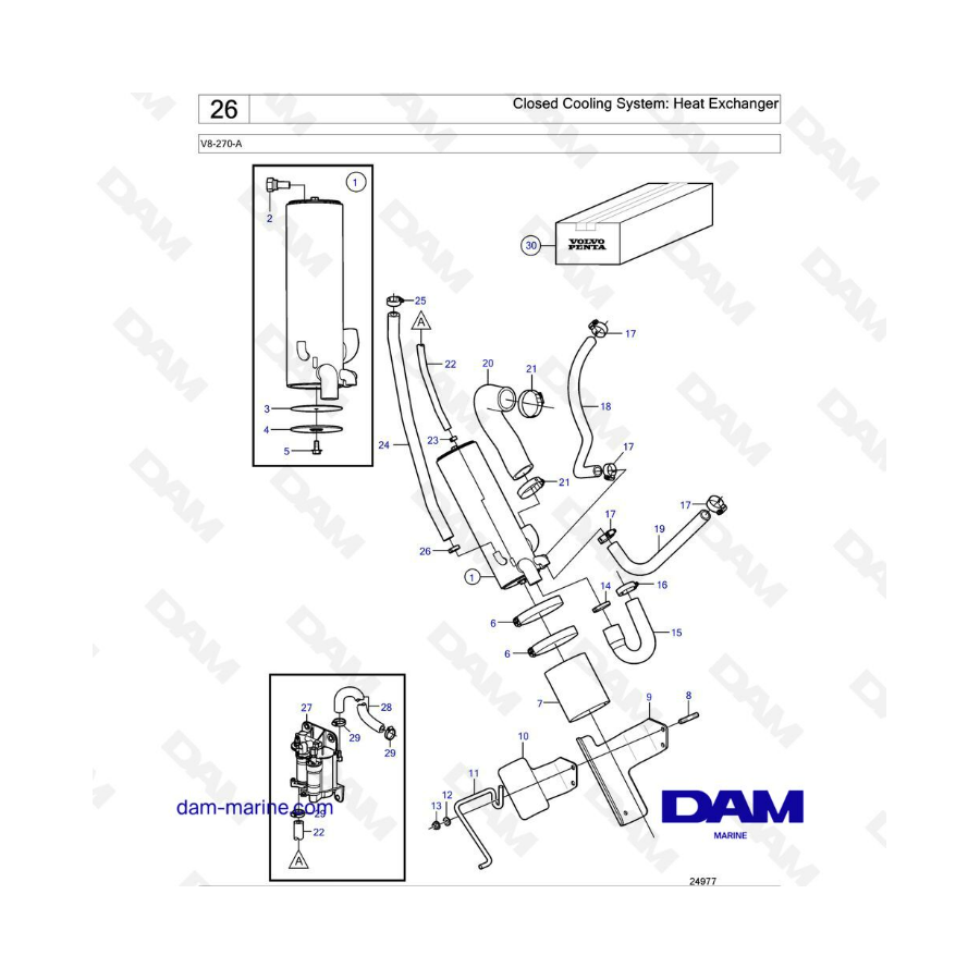 Volvo Penta V8-270 - Closed cooling system : heat exchanger