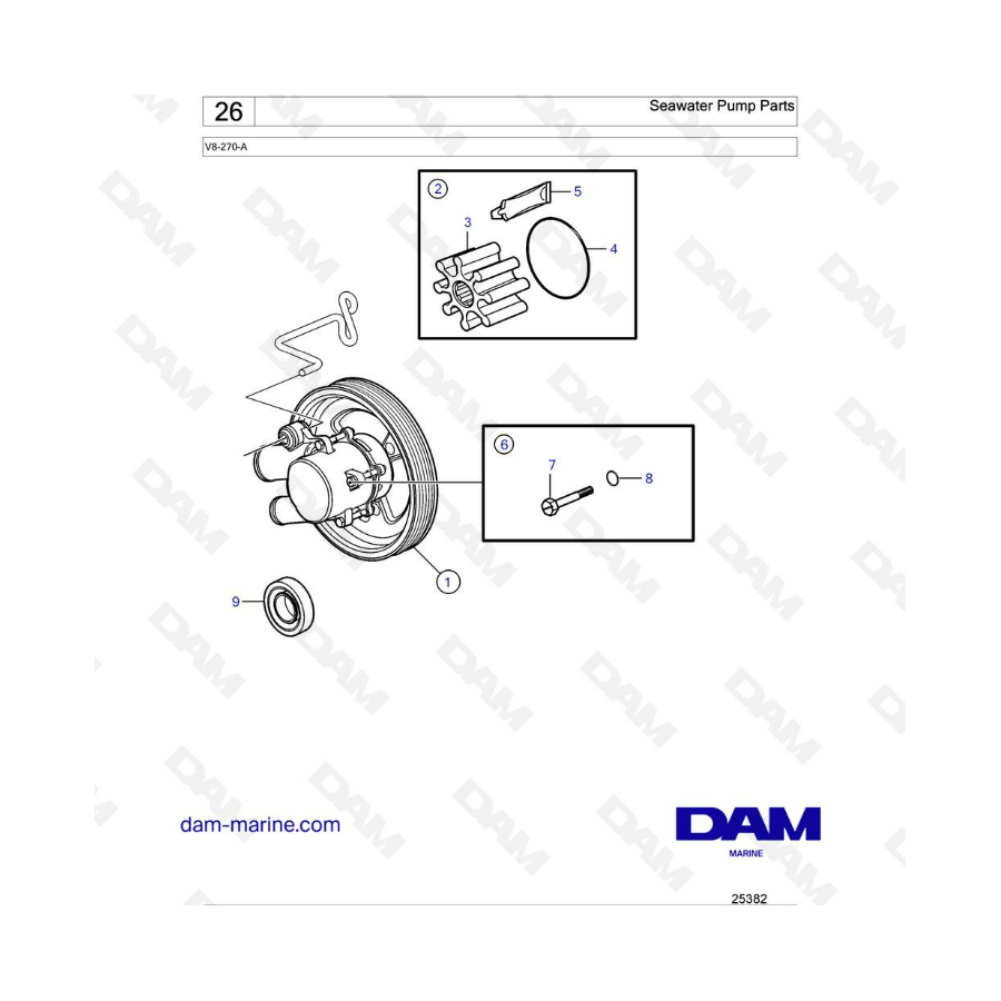 Volvo Penta V8-270 - Piezas de bomba de agua de mar