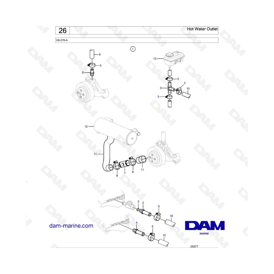 Volvo Penta V8-270 - Hot water outlet