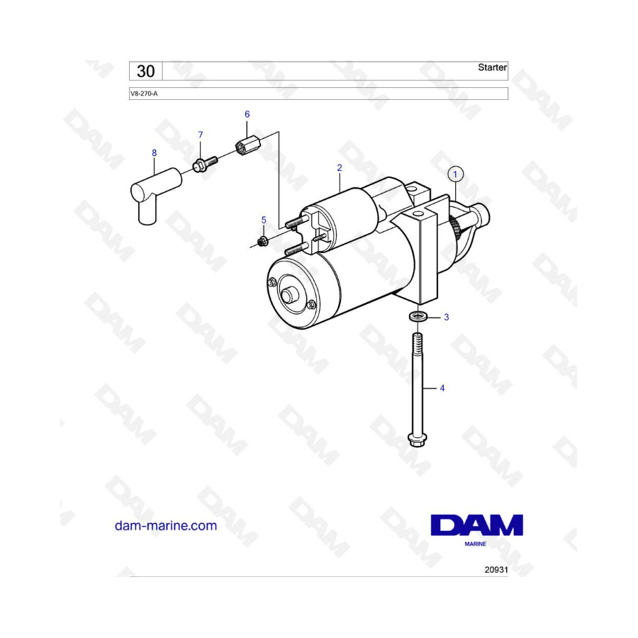 Volvo Penta V8-270 - Motor de arranque