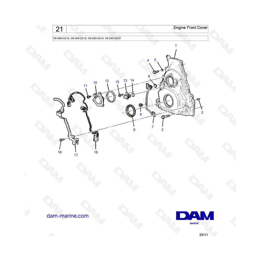 Volvo Penta V8-300 - Cubierta delantera del motor