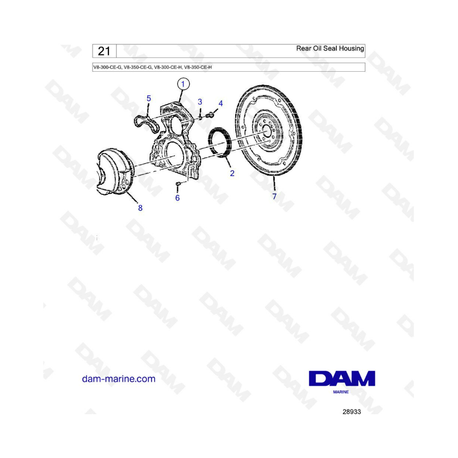 Volvo Penta V8-300 - Caja del sello de aceite trasero