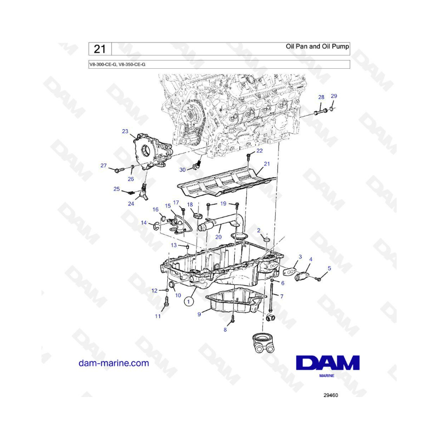 Volvo Penta V8-300 - Oil pan & oil pump 