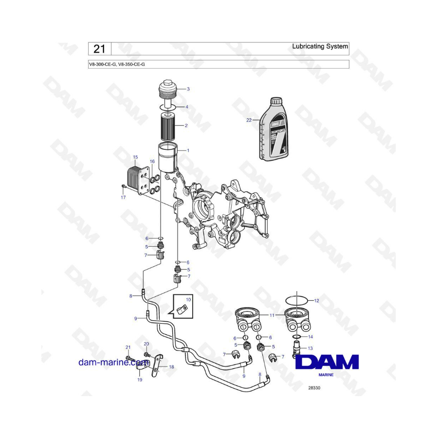 Volvo Penta V8-300 - Lubricating system