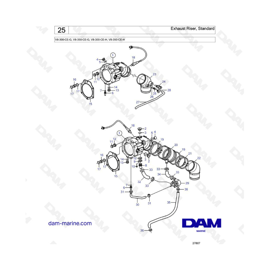 Volvo Penta V8-300 - Exhaust riser, standard