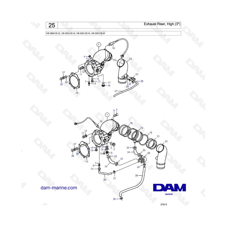 Volvo Penta V8-300 - Exhaust riser (3")