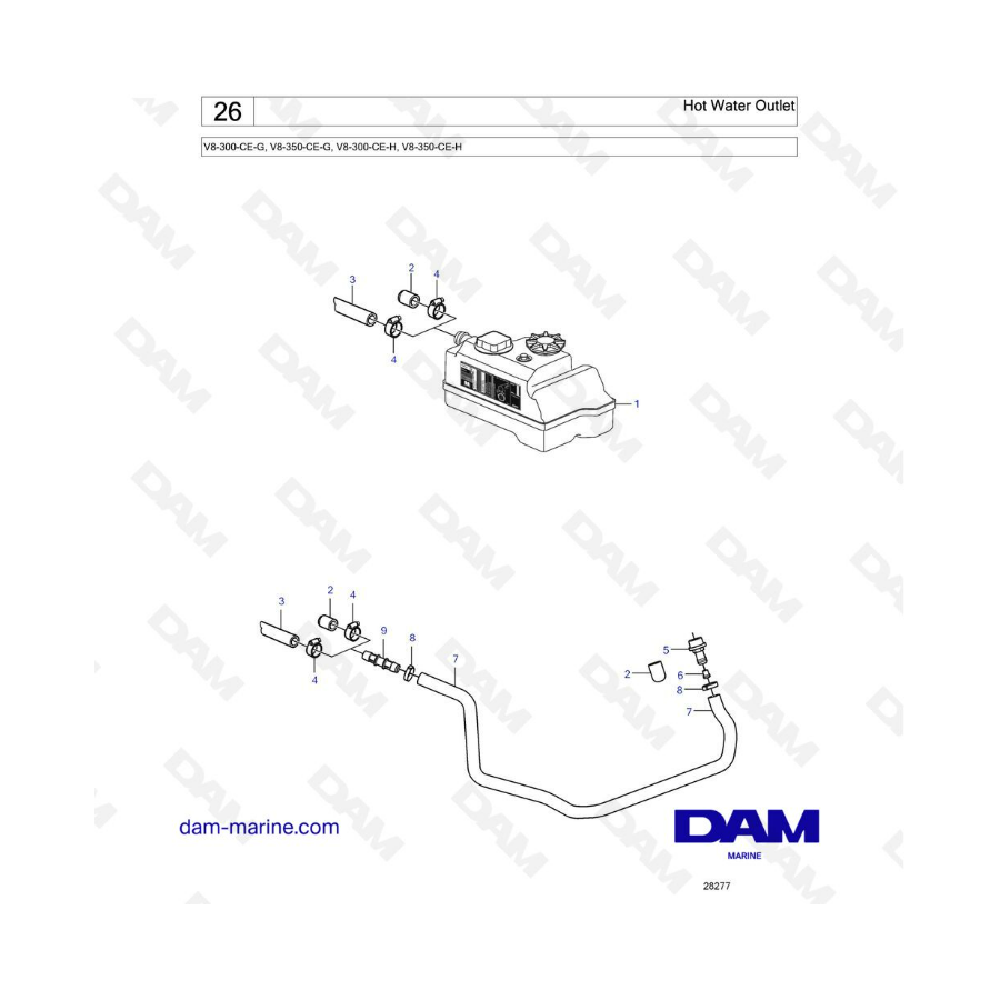 Volvo Penta V8-300 - Hot water outlet