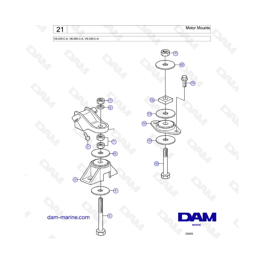 Volvo Penta V8-225 - Motor mounts