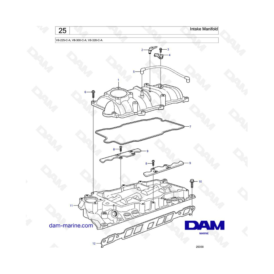 Volvo Penta V8-225 - Colector de admisión