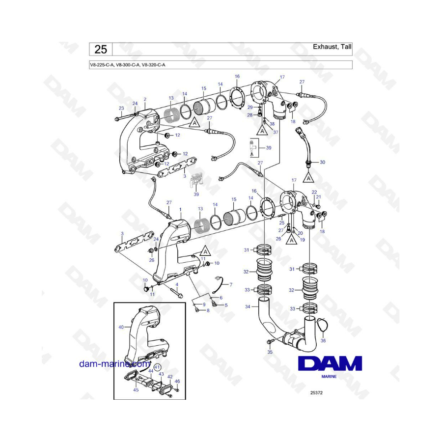 Volvo Penta V8-225 - Escape, alto