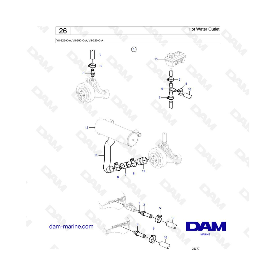 Volvo Penta V8-225 - Hot water outlet