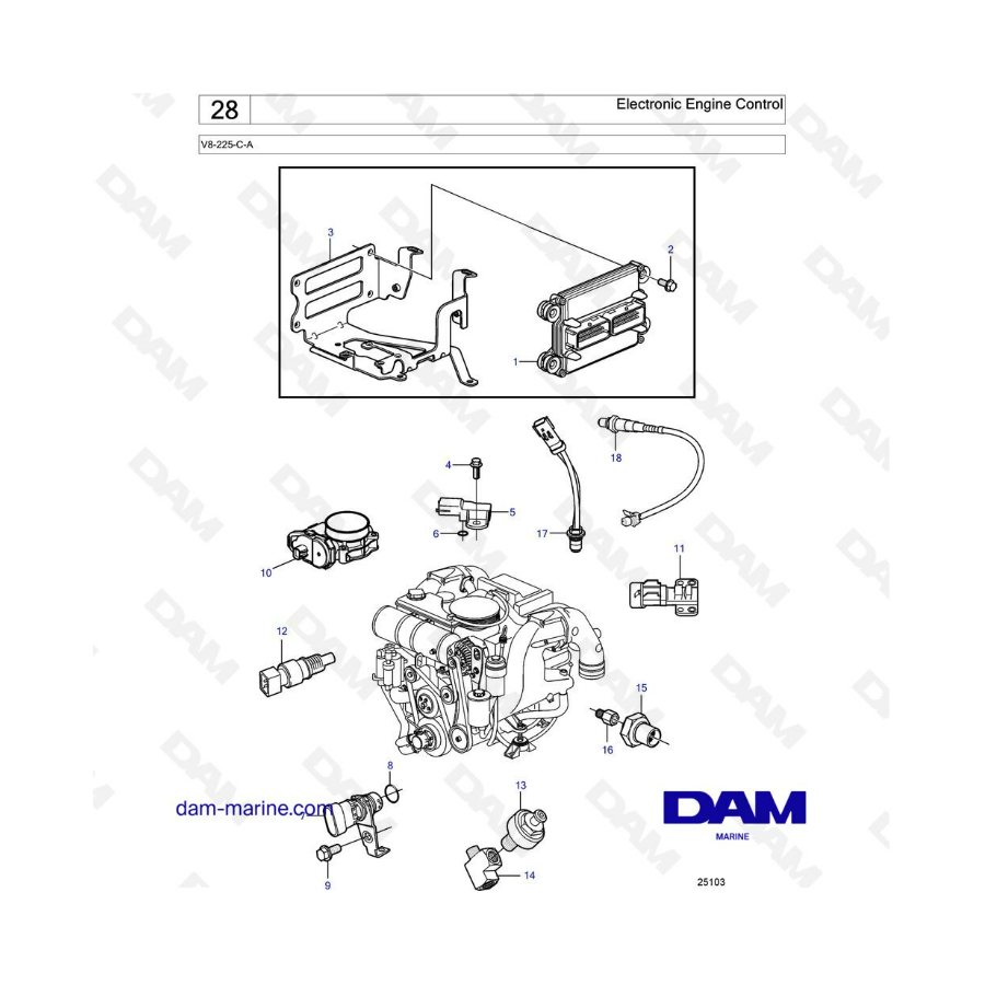 Volvo Penta V8-225 - Control electrónico del motor