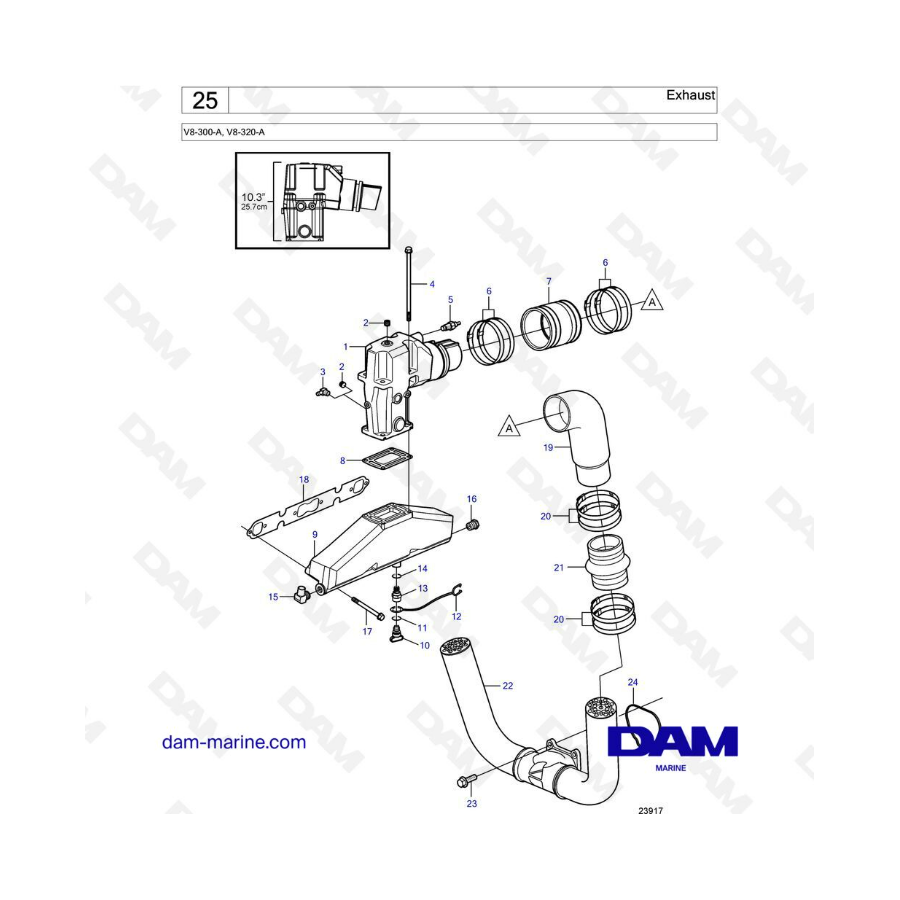 volvo-penta-v8-320-exhaust-dam-marine