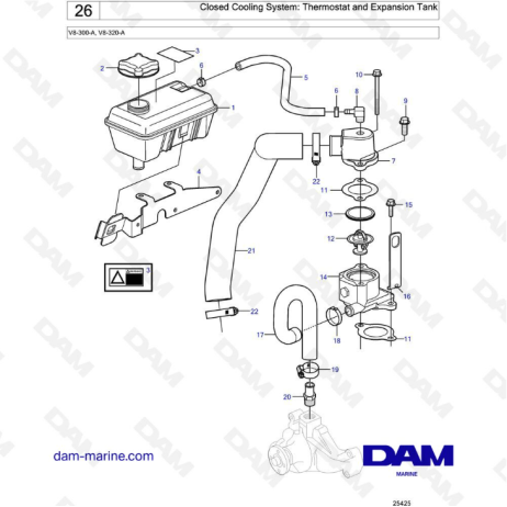 Volvo Penta V8-320 - Closed Cooling System : Thermostat & Expansion ...