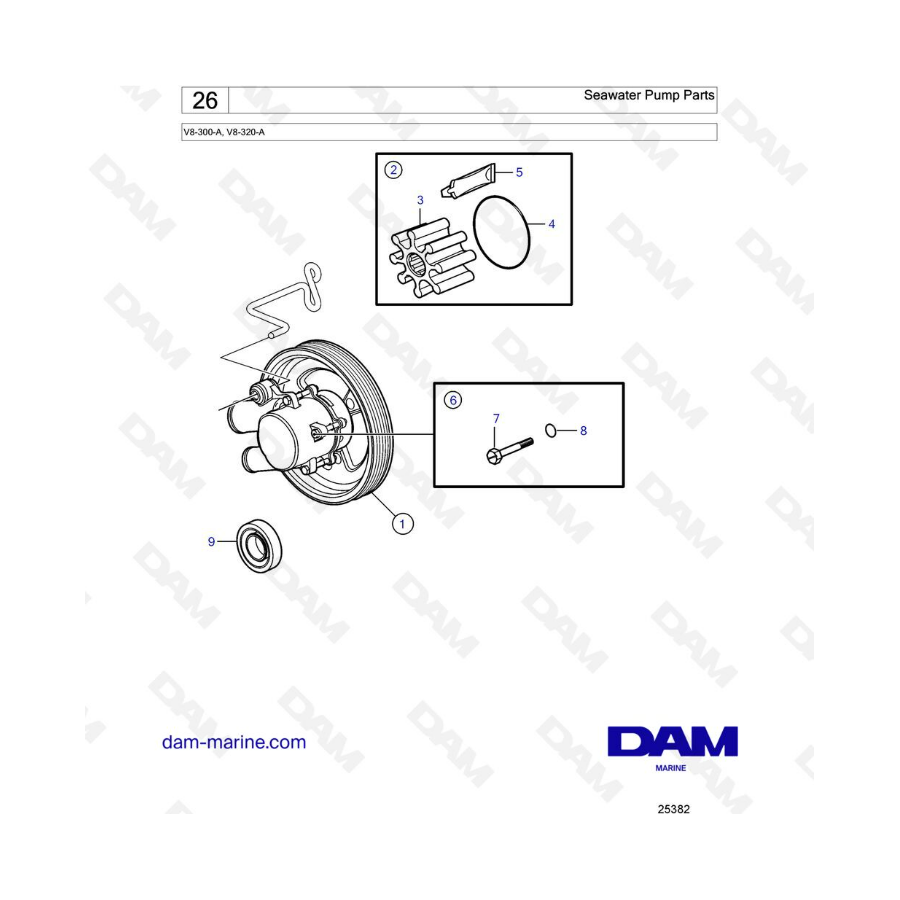 Volvo Penta V8-320 - Piezas de bomba de agua de mar