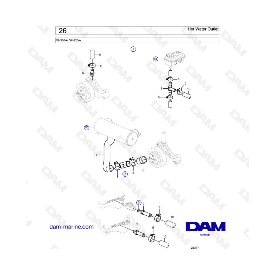 Volvo Penta V8-320 - Throttle cable connection