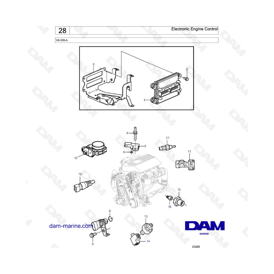 Volvo Penta V8-320 - Control electrónico del motor