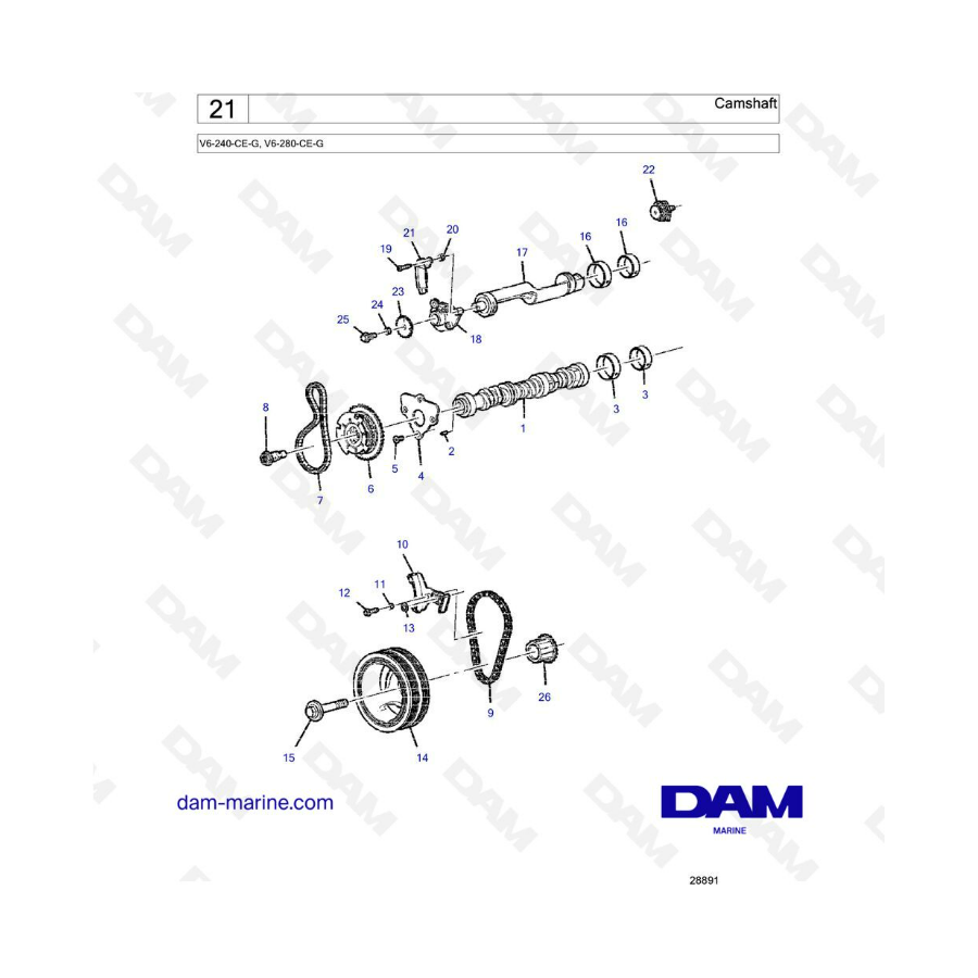 Volvo Penta V6-240 / V6-280 - Camshaft