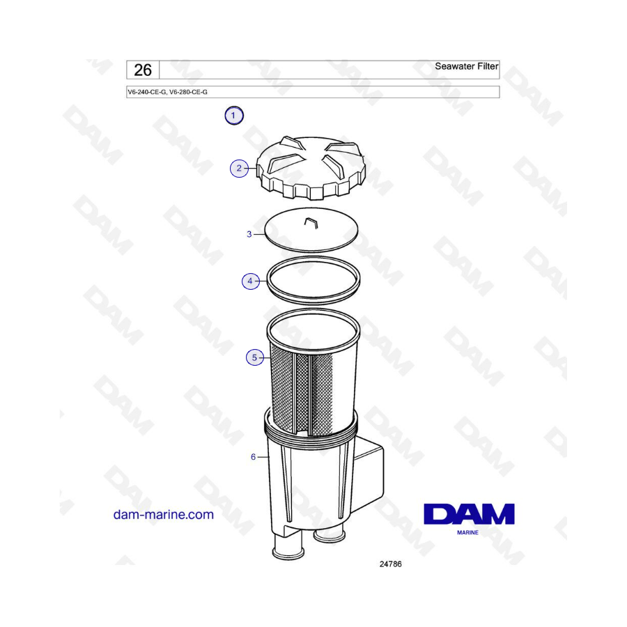 Volvo Penta V6-240 / V6-280 - Seawater filter