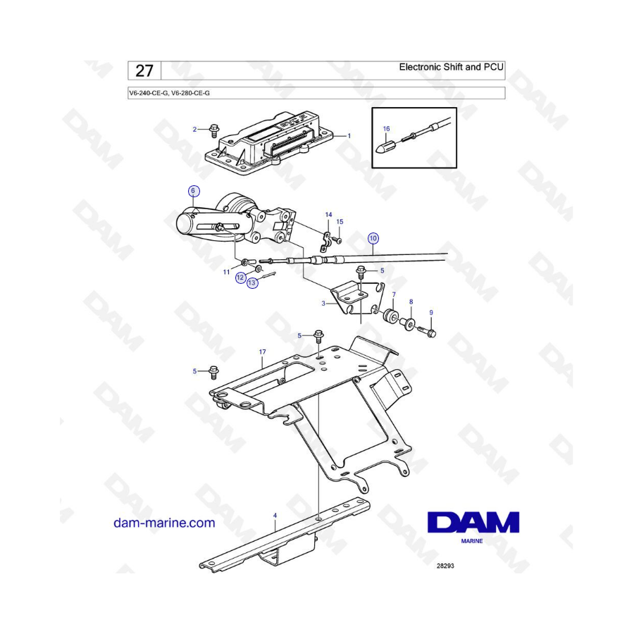 Volvo Penta V6-240 & V6-280 - Electronic shift & PCU