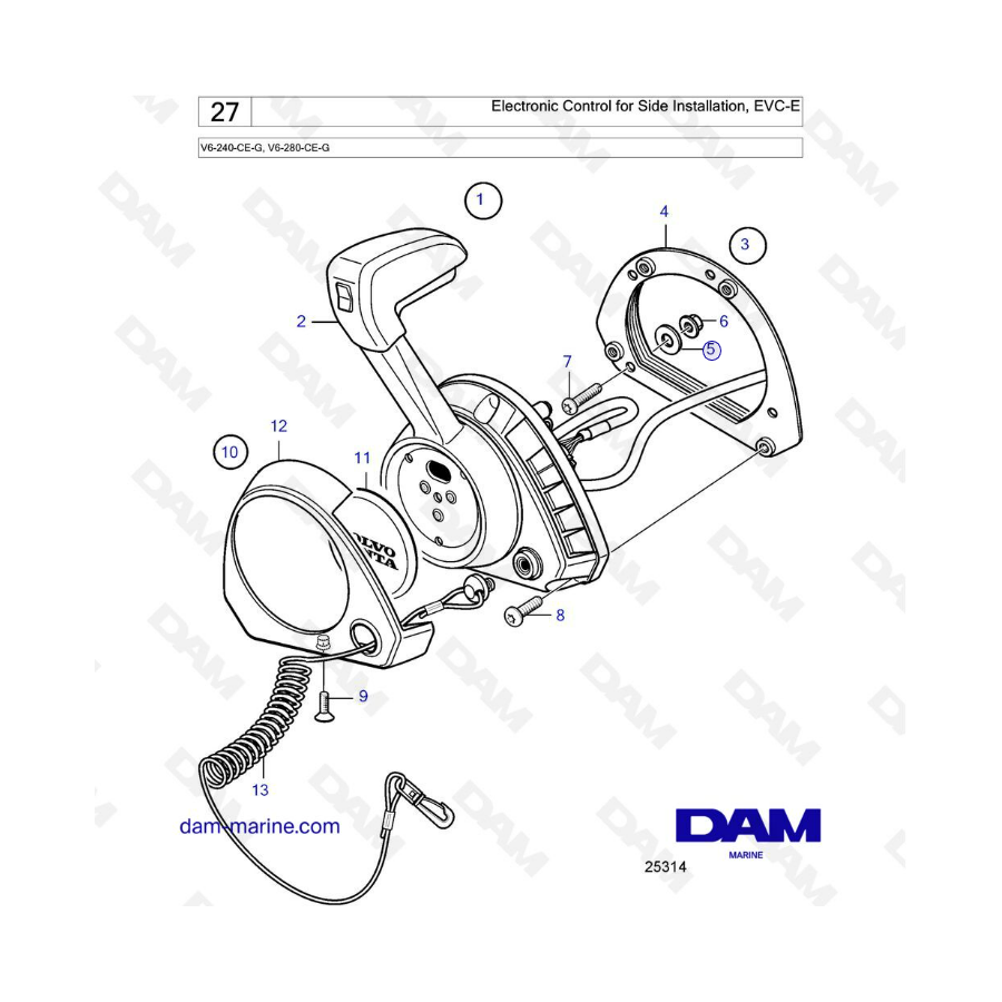 Volvo Penta V6-240 & V6-280 - Control electrónico para instalación lateral