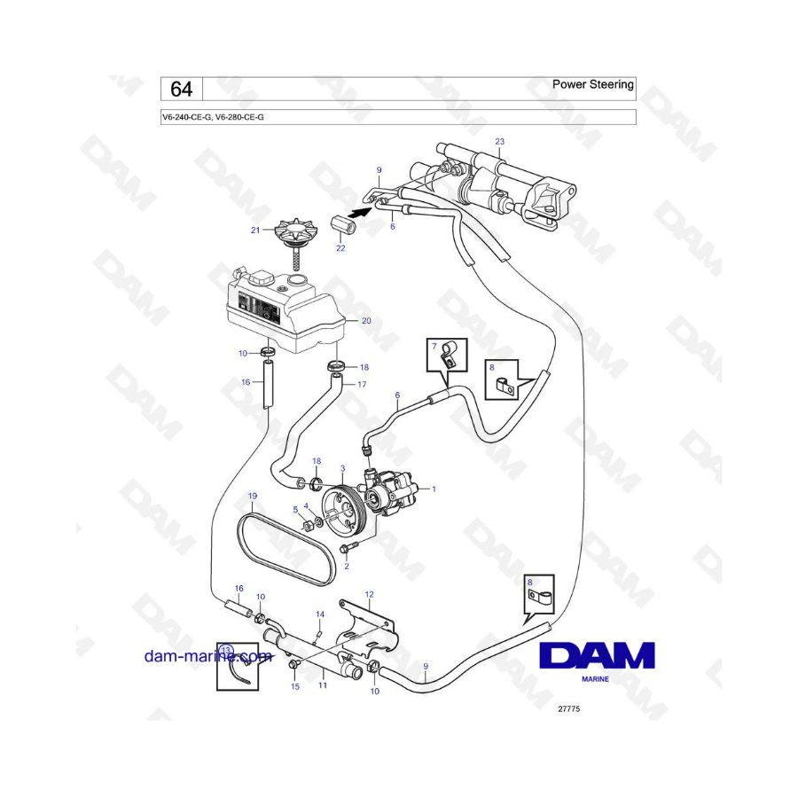 Volvo Penta V6-240 & V6-280 - Power steering